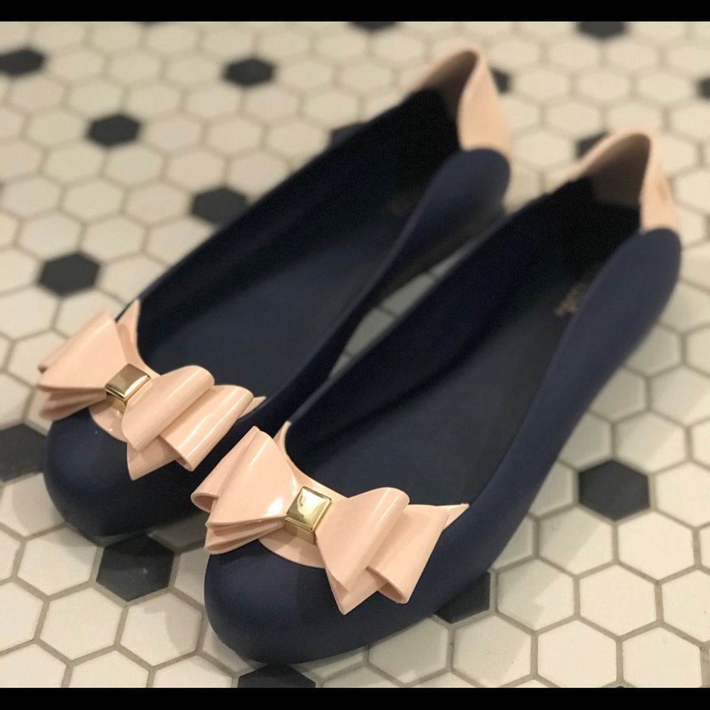 Melissa Navy Nude Bow Ballet Flats